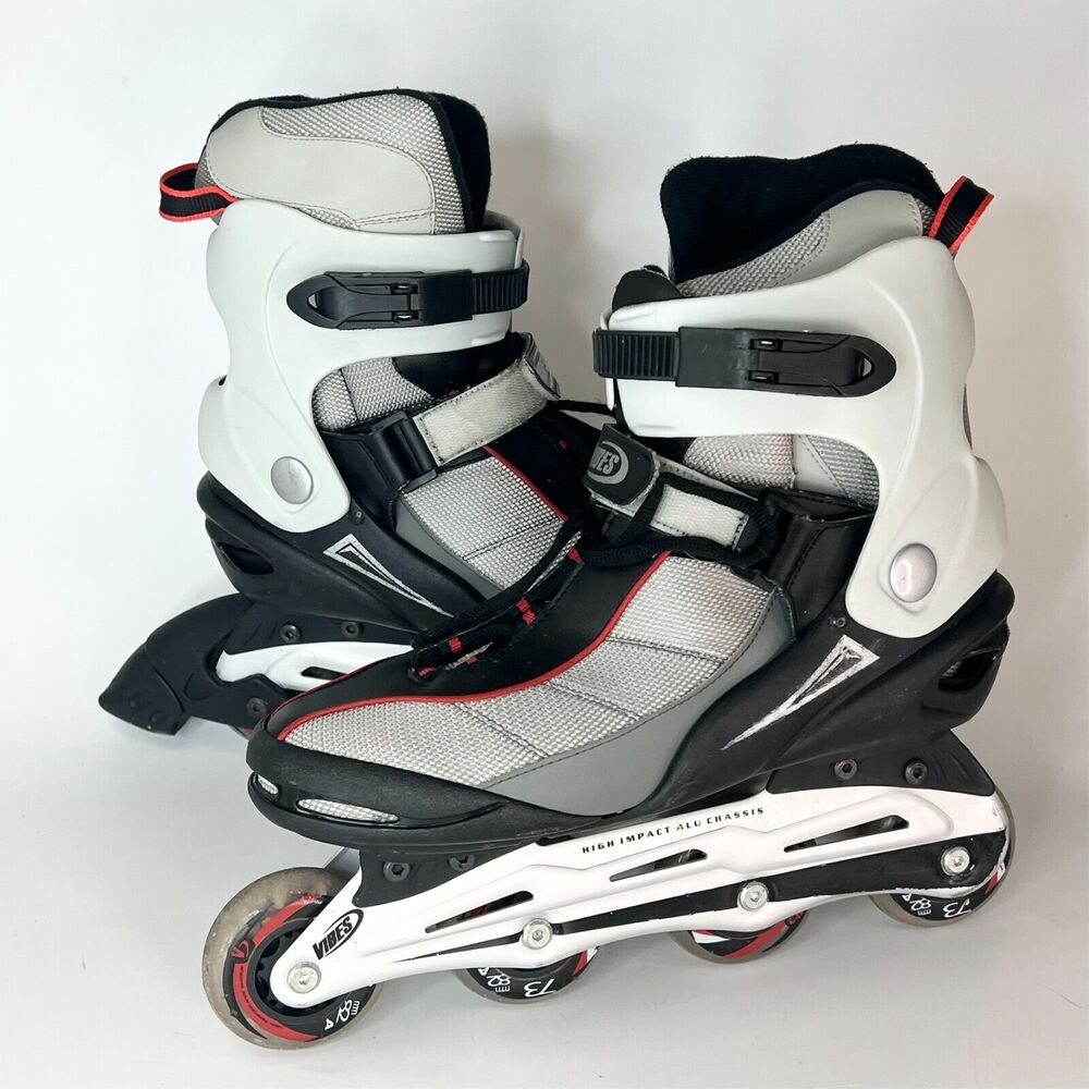 Vibes High Impact ALU Chassis Hockey Inline Skates Grey Black Red Men 10